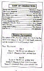 Cast List from Playbill of "Harvey" at HCCT
